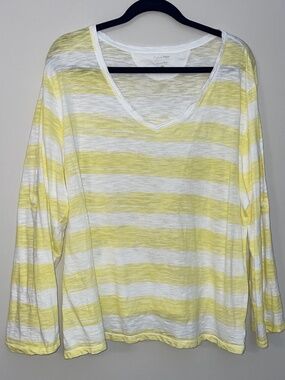 Calvin Klein Women's 3X Performance Tee - V Neck Yellow Quick Dry Slub Cotton